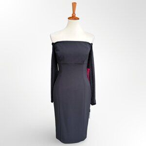 NWT $170 Lauren Ralph Lauren off shoulder black dress 6 S small pencil formal